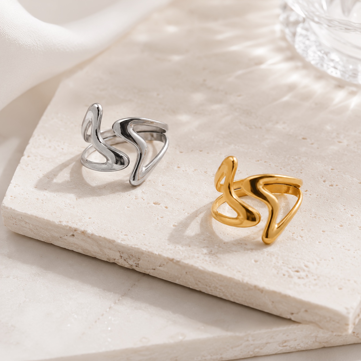 Stainless Steel Adjustable Geometric Ring — Stylish Summer Accessory
